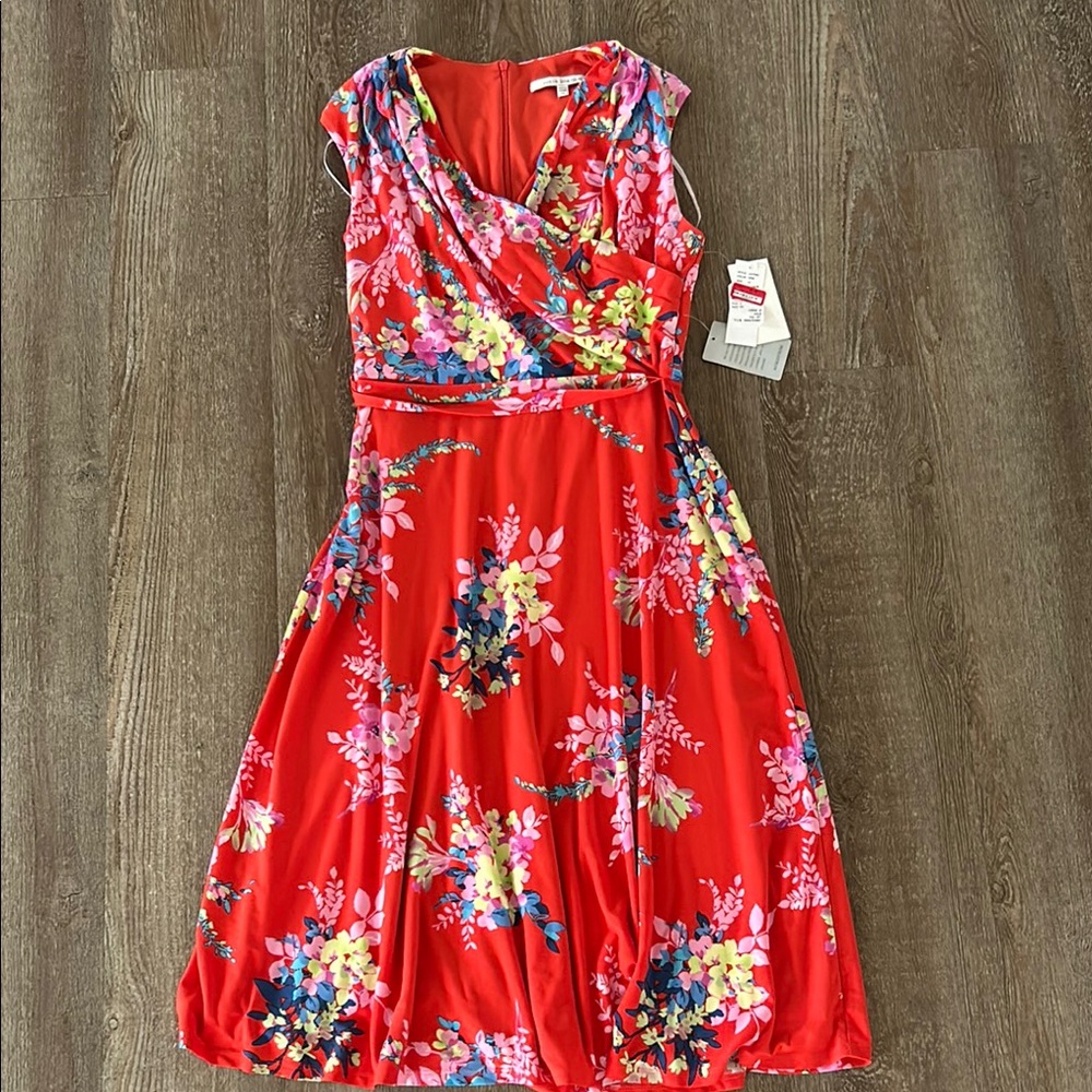 Julia Jordan Floral Red Sleeveless Dress